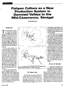 Fishpen culture as a new production system in dammed valleys in the mid-Casamance, Senegal Fishpen culture as a new production system in dammed valleys in the mid-Casamance, Senegal