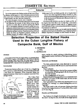 Selection properties of the baited hooks used in the Cuban longline fishery of Campeche Bank, Gulf of Mexico Selection properties of the baited hooks used in the Cuban longline fishery of Campeche Bank, Gulf of Mexico