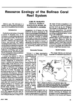 Resources ecology of the Bolinao coral reef system