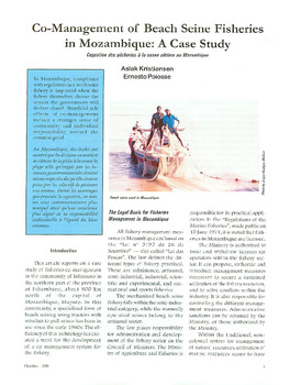 Co-management of beach seine fisheries in Mozambique: a case study Co-management of beach seine fisheries in Mozambique: a case study