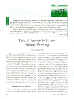 Role of women in Indian shrimp farming Role of women in Indian shrimp farming