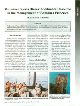Volunteer sports divers: a valuable resource in the management of Bahrain's fisheries Volunteer sports divers: a valuable resource in the management of Bahrain's fisheries