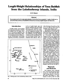 Length-weight relationships of tuna baitfish from the Lakshadweep islands, India