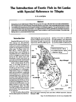 The introduction of exotic fish in Sri Lanka with special reference to tilapia