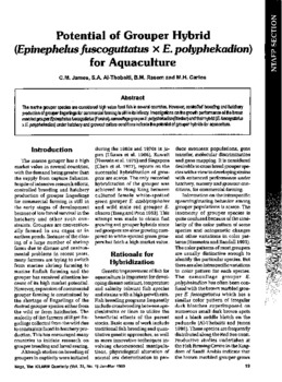 Potential of grouper hybrid (Epinephelus fuscoguttatus x E. polyphekadion) for aquaculture