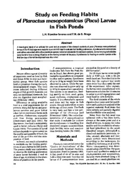Study on feeding habits of Piaractus mesopotamicus (Pacu) larvae in fish ponds