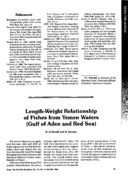 Length-weight relationship of fishes from Yemen waters (Gulf of Aden and Red Sea) Length-weight relationship of fishes from Yemen waters (Gulf of Aden and Red Sea)