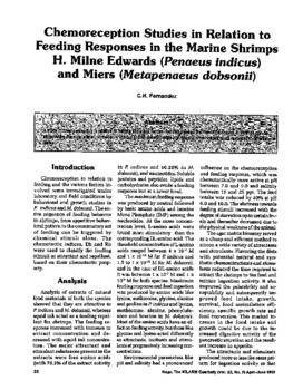 Chemoreception studies in relation to feeding responses in the marine shrimps H. Milne Edwards (Penaeus indicus) and Miers (Metapenaeus dobsonii)