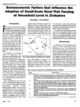 Socioeconomic factors that influence the adoption of small-scale rural fish farming at household level in Zimbabwe Socioeconomic factors that influence the adoption of small-scale rural fish farming at household level in Zimbabwe