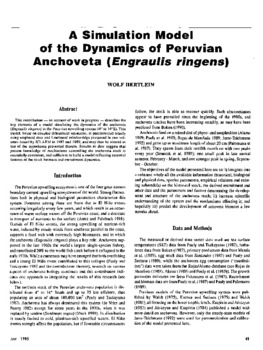 A simulation model of the dynamics of Peruvian anchoveta (Engraulis ringens) A simulation model of the dynamics of Peruvian anchoveta (Engraulis ringens)