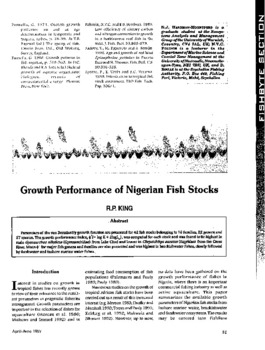 Growth performance of Nigerian fish stocks Growth performance of Nigerian fish stocks