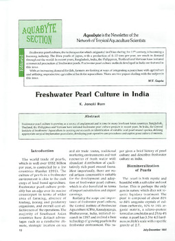 Freshwater pearl culture in India Freshwater pearl culture in India