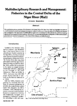Multidisciplinary research and management: fisheries in the Central Delta of the Niger River (Mali) Multidisciplinary research and management: fisheries in the Central Delta of the Niger River (Mali)