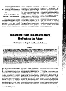 Demand for fish in Sub-Saharan Africa: the past and the future Demand for fish in Sub-Saharan Africa: the past and the future