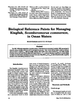 Biological reference points for managing kingfish, Scomberomorus commerson, in Oman Biological reference points for managing kingfish, Scomberomorus commerson, in Oman