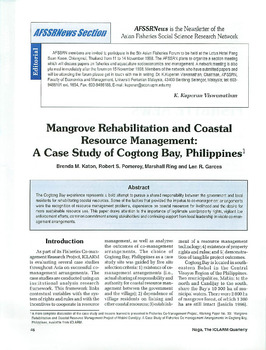 Mangrove rehabilitation and coastal resource management: a case study of Cogtong Bay, Philippines Mangrove rehabilitation and coastal resource management: a case study of Cogtong Bay, Philippines