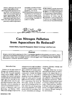Can nitrogen pollution from aquaculture be reduced? Can nitrogen pollution from aquaculture be reduced?