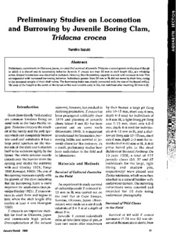 Preliminary studies of locomotion and burrowing by juvenile boring clam, Tridacna crocea Preliminary studies of locomotion and burrowing by juvenile boring clam, Tridacna crocea