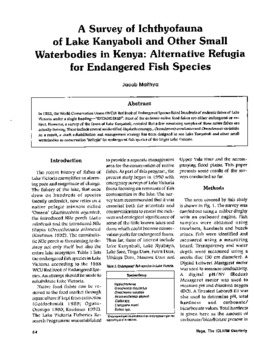 A survey of ichthyofauna of Lake Kanyaboli and other small waterbodies in Kenya: alternative refugia for endangered fish species