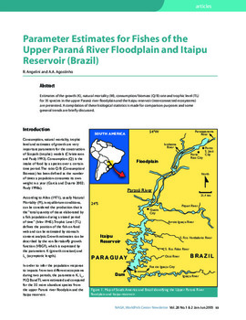 Parameter estimates for fishes of the upper Paraná river floodplain and Itaipu reservoir (Brazil)