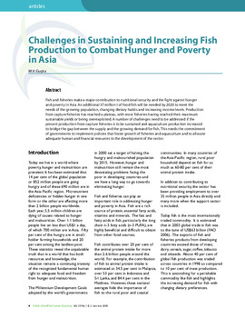 Challenges in sustaining and increasing fish production to combat hunger and poverty in Asia Challenges in sustaining and increasing fish production to combat hunger and poverty in Asia