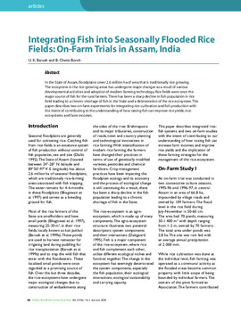 Integrating fish into seasonally flooded rice fields: on-farm trials in Assam, India Integrating fish into seasonally flooded rice fields: on-farm trials in Assam, India