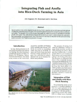 Integrating fish and azolla into rice-duck farming in Asia Integrating fish and azolla into rice-duck farming in Asia