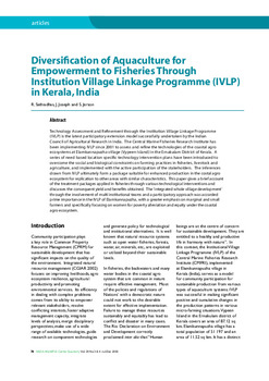 Diversification of aquaculture for empowerment to fisheries through institution village linkage programme (IVLP) in Kerala, India