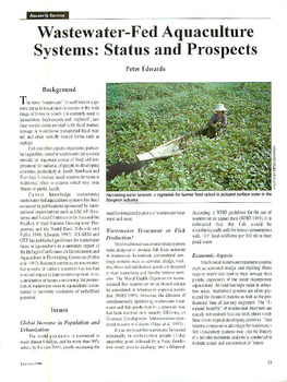 Wastewater-fed aquaculture systems: status and prospects Wastewater-fed aquaculture systems: status and prospects