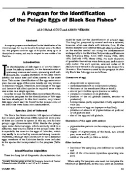 A program for the identification of the pelagic eggs of Black Sea fishes