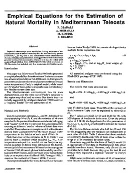 Empirical equations for the estimation of natural mortality in Mediterranean teleosts
