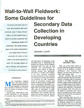 Wall-to-wall fieldwork: some guidelines for secondary data collection in developing countries