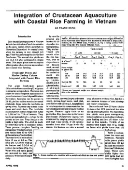 Integration of crustacean aquaculture with coastal rice farming in Vietnam Integration of crustacean aquaculture with coastal rice farming in Vietnam