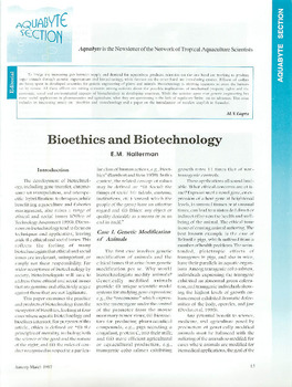 Bioethics and biotechnology Bioethics and biotechnology