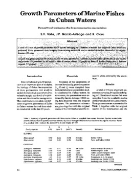 Growth parameters of marine fishes in Cuban waters Growth parameters of marine fishes in Cuban waters