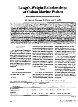 Length-weight relationships of Cuban marine fishes Length-weight relationships of Cuban marine fishes