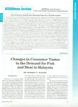 Changes in consumer tastes in the demand for fish and meat in Malaysia Changes in consumer tastes in the demand for fish and meat in Malaysia