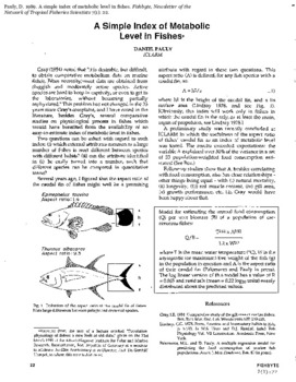 A simple index of metabolic level in fishes A simple index of metabolic level in fishes