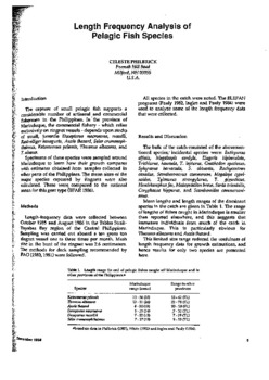 Length frequency analysis of pelagic fish species Length frequency analysis of pelagic fish species