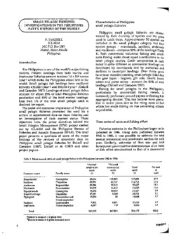 Small pelagic fisheries investigations in the Philippines. Part I: History of the fishery Small pelagic fisheries investigations in the Philippines. Part I: History of the fishery