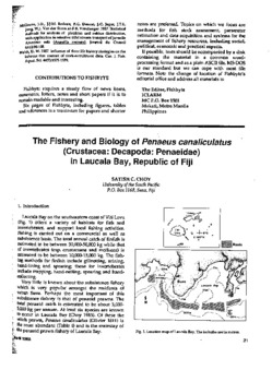 The fishery and biology of Penaeus canaliculatus (Crustacea: Decapoda: Penaeidae) in Laucala Bay, Republic of Fiji The fishery and biology of Penaeus canaliculatus (Crustacea: Decapoda: Penaeidae) in Laucala Bay, Republic of Fiji