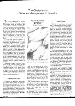 The obstacles to fisheries management in Jamaica The obstacles to fisheries management in Jamaica