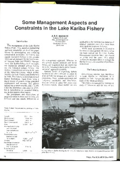 Some management aspects and constraints in the Lake Kariba fishery