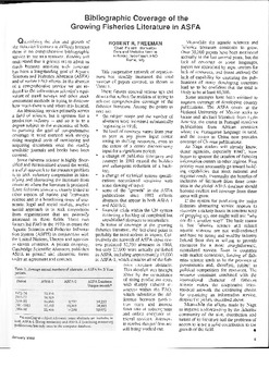 Bibliographic coverage of the growing fisheries literature in ASFA Bibliographic coverage of the growing fisheries literature in ASFA