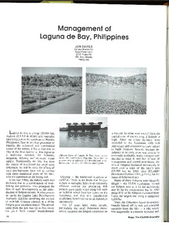 Management of Laguna de Bay, Philippines Management of Laguna de Bay, Philippines