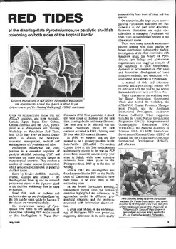 Red tides: of the dinoflagellate Pyrodinium cause paralytic shellfish poisoning on both sides of the tropical Pacific Red tides: of the dinoflagellate Pyrodinium cause paralytic shellfish poisoning on both sides of the tropical Pacific