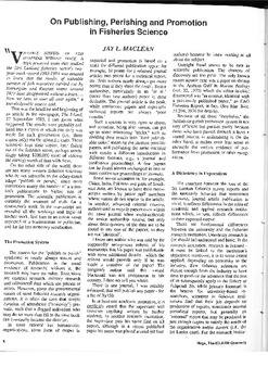 On publishing, perishing and promotion in fisheries science On publishing, perishing and promotion in fisheries science