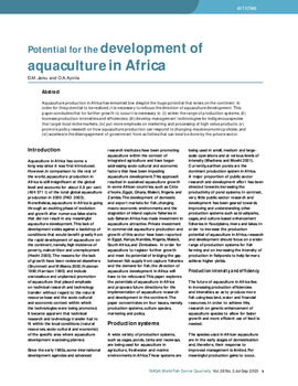 Potential for the development of aquaculture in Africa Potential for the development of aquaculture in Africa