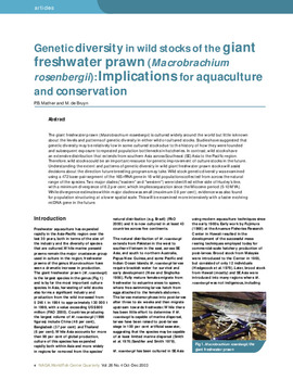 Genetic diversity in wild stocks of the giant freshwater prawn (Macrobrachium rosenbergii): implications for aquaculture and conservation