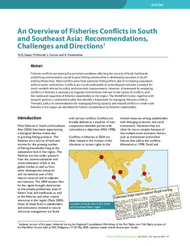 An Overview of Fisheries Conflicts in South and Southeast Asia: Recommendations, Challenges and Directions An Overview of Fisheries Conflicts in South and Southeast Asia: Recommendations, Challenges and Directions